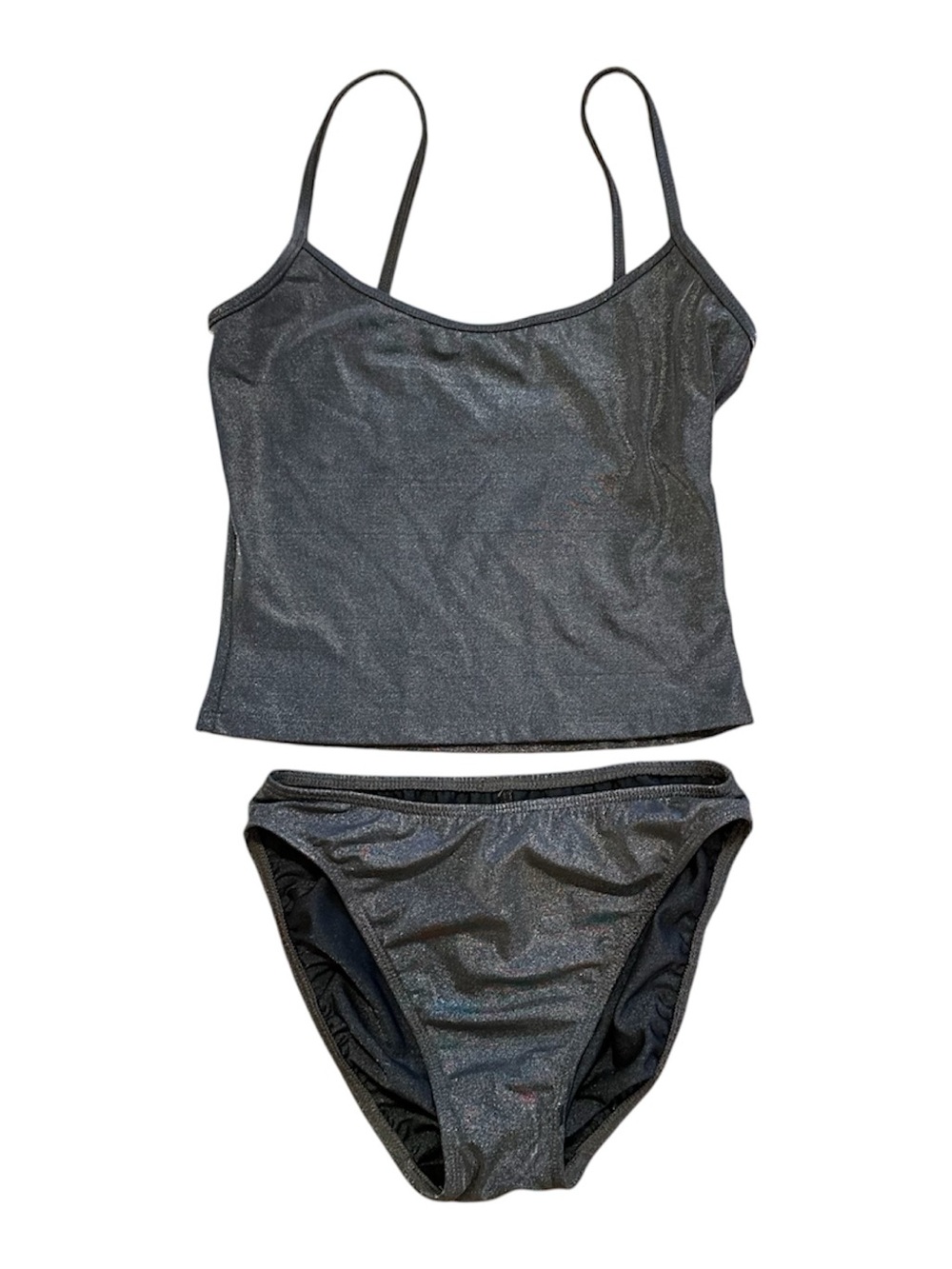 Liz Claiborne Shimmer Black Tankini Top & Bikini Bottom Set